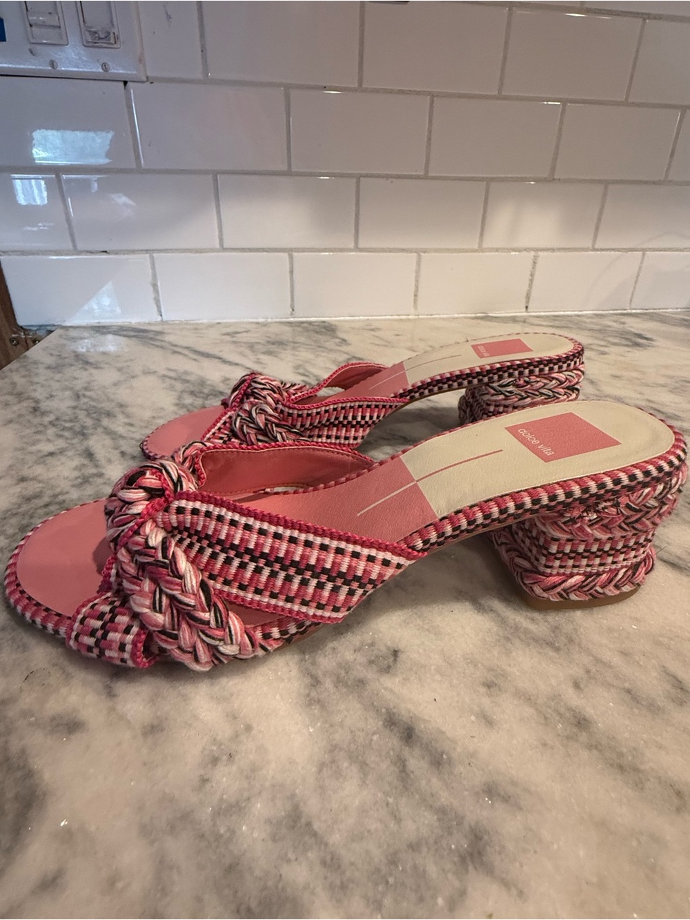 Dolce Vita Genero Woven Knot Slide Sandals Pink Size 8.5 new